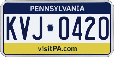 PA license plate KVJ0420