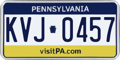 PA license plate KVJ0457