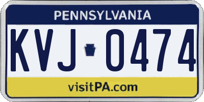 PA license plate KVJ0474