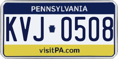 PA license plate KVJ0508