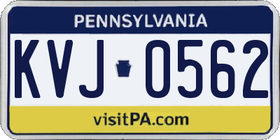 PA license plate KVJ0562