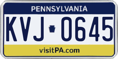 PA license plate KVJ0645