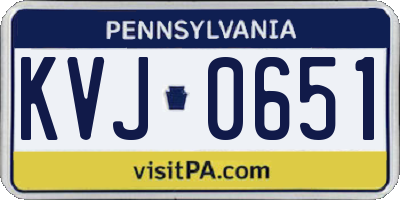 PA license plate KVJ0651