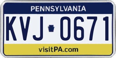 PA license plate KVJ0671