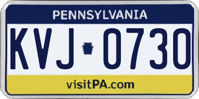 PA license plate KVJ0730