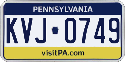 PA license plate KVJ0749