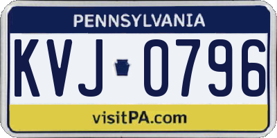PA license plate KVJ0796