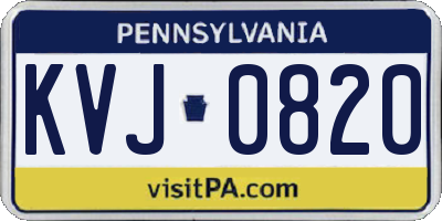 PA license plate KVJ0820