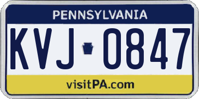 PA license plate KVJ0847