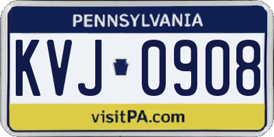 PA license plate KVJ0908