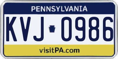 PA license plate KVJ0986