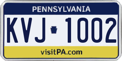 PA license plate KVJ1002