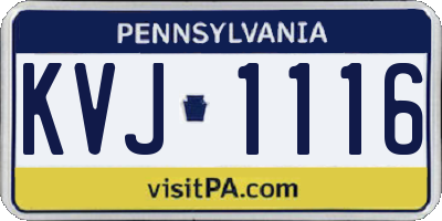 PA license plate KVJ1116