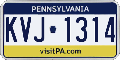 PA license plate KVJ1314