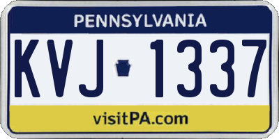 PA license plate KVJ1337