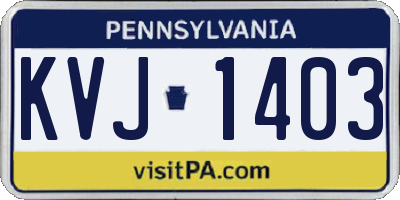 PA license plate KVJ1403