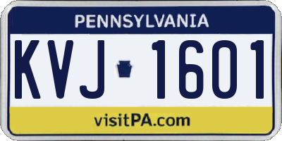 PA license plate KVJ1601