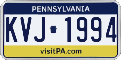 PA license plate KVJ1994
