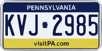 PA license plate KVJ2985