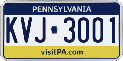 PA license plate KVJ3001