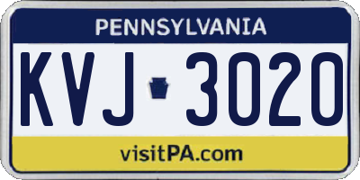 PA license plate KVJ3020