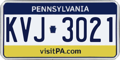 PA license plate KVJ3021