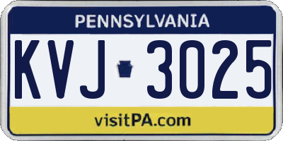 PA license plate KVJ3025