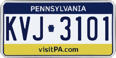 PA license plate KVJ3101