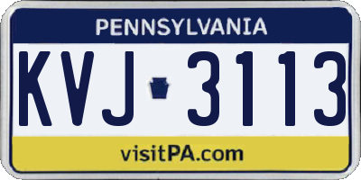 PA license plate KVJ3113