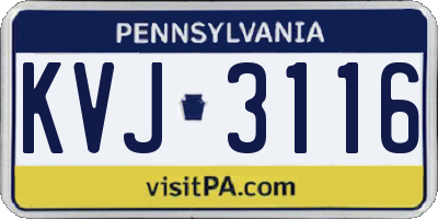 PA license plate KVJ3116