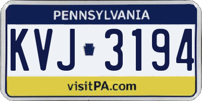 PA license plate KVJ3194