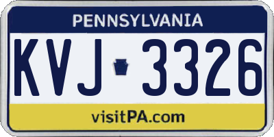 PA license plate KVJ3326