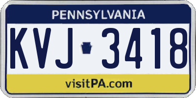 PA license plate KVJ3418