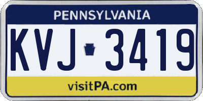 PA license plate KVJ3419