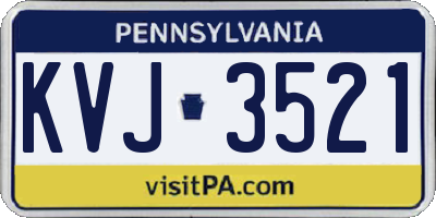 PA license plate KVJ3521