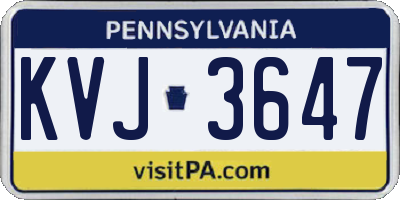 PA license plate KVJ3647
