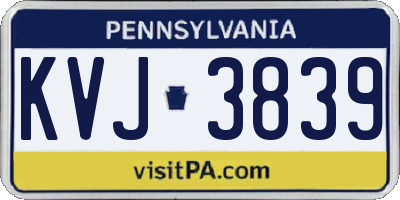 PA license plate KVJ3839