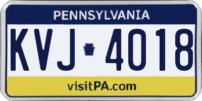 PA license plate KVJ4018