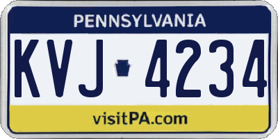 PA license plate KVJ4234
