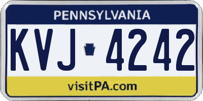 PA license plate KVJ4242