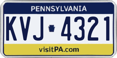 PA license plate KVJ4321