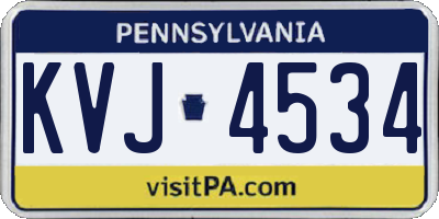 PA license plate KVJ4534