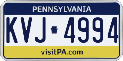 PA license plate KVJ4994