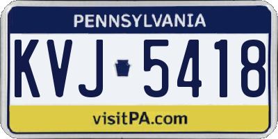 PA license plate KVJ5418