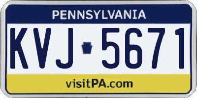 PA license plate KVJ5671
