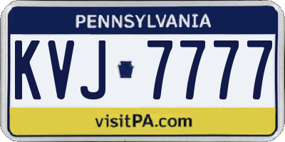 PA license plate KVJ7777