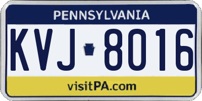 PA license plate KVJ8016