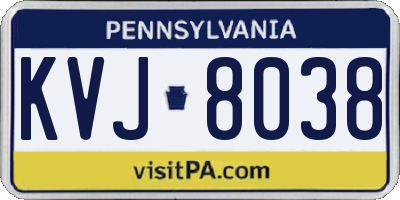 PA license plate KVJ8038