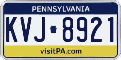 PA license plate KVJ8921