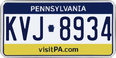 PA license plate KVJ8934